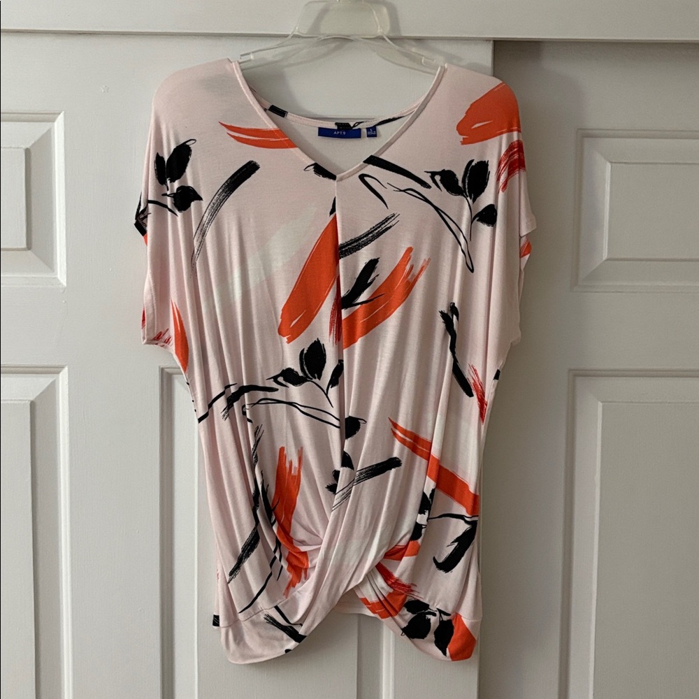 Apt 9 Abstract Print Twist Front Top “L”